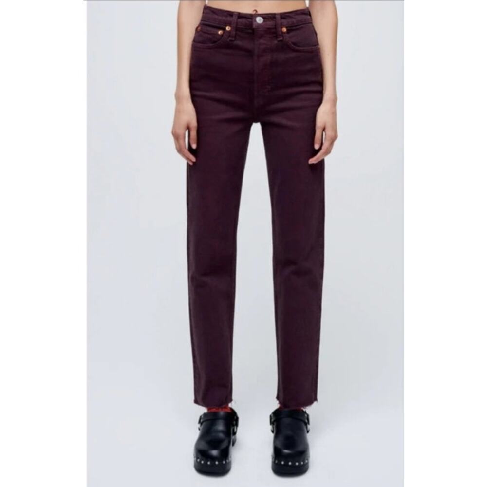 Re/Done 70's Inspired Stove Pipe Jeans Washed Plum Ladies Size 30